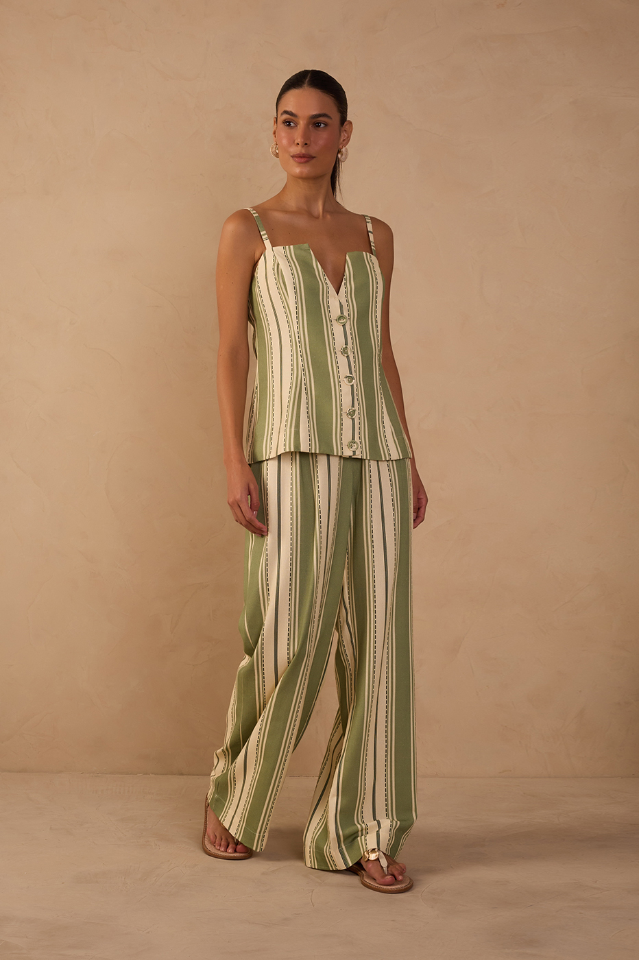 Linen Descanso Verde Print Pants_1