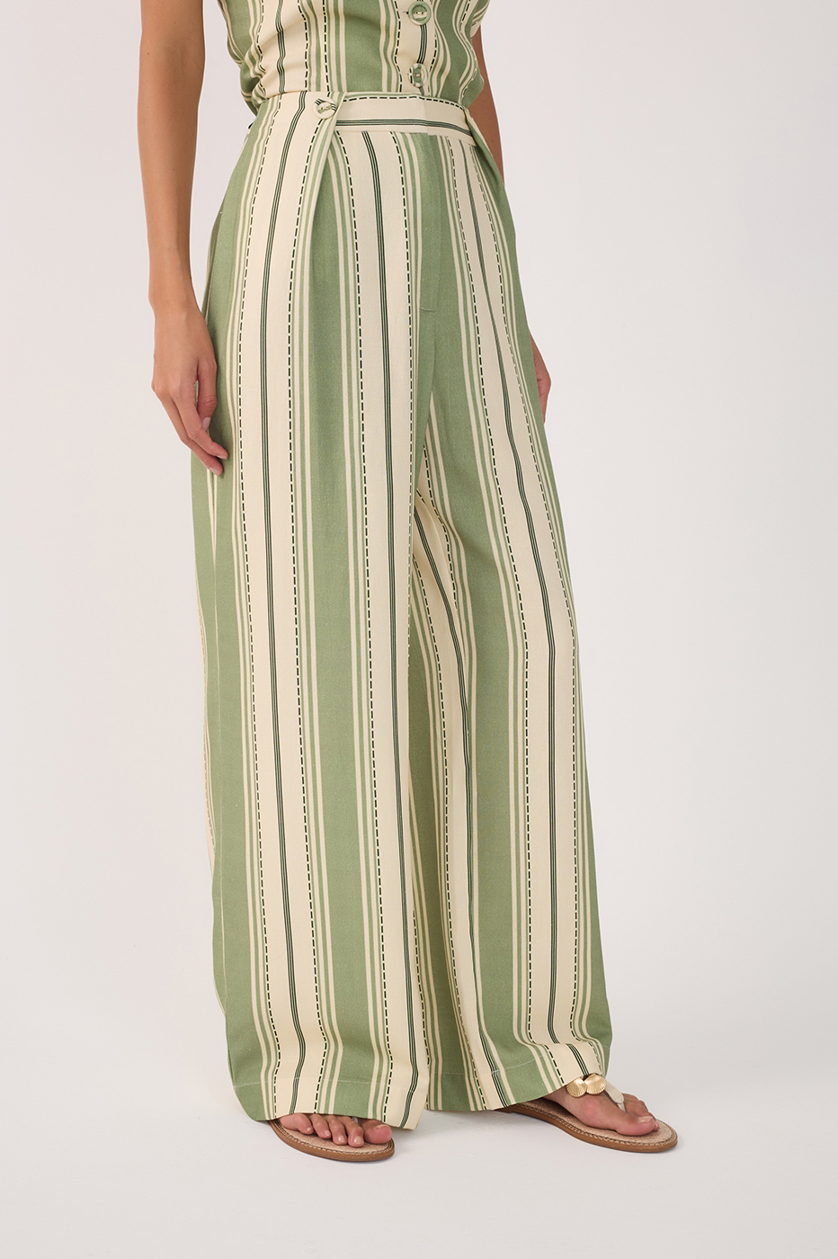 Linen Descanso Verde Print Pants