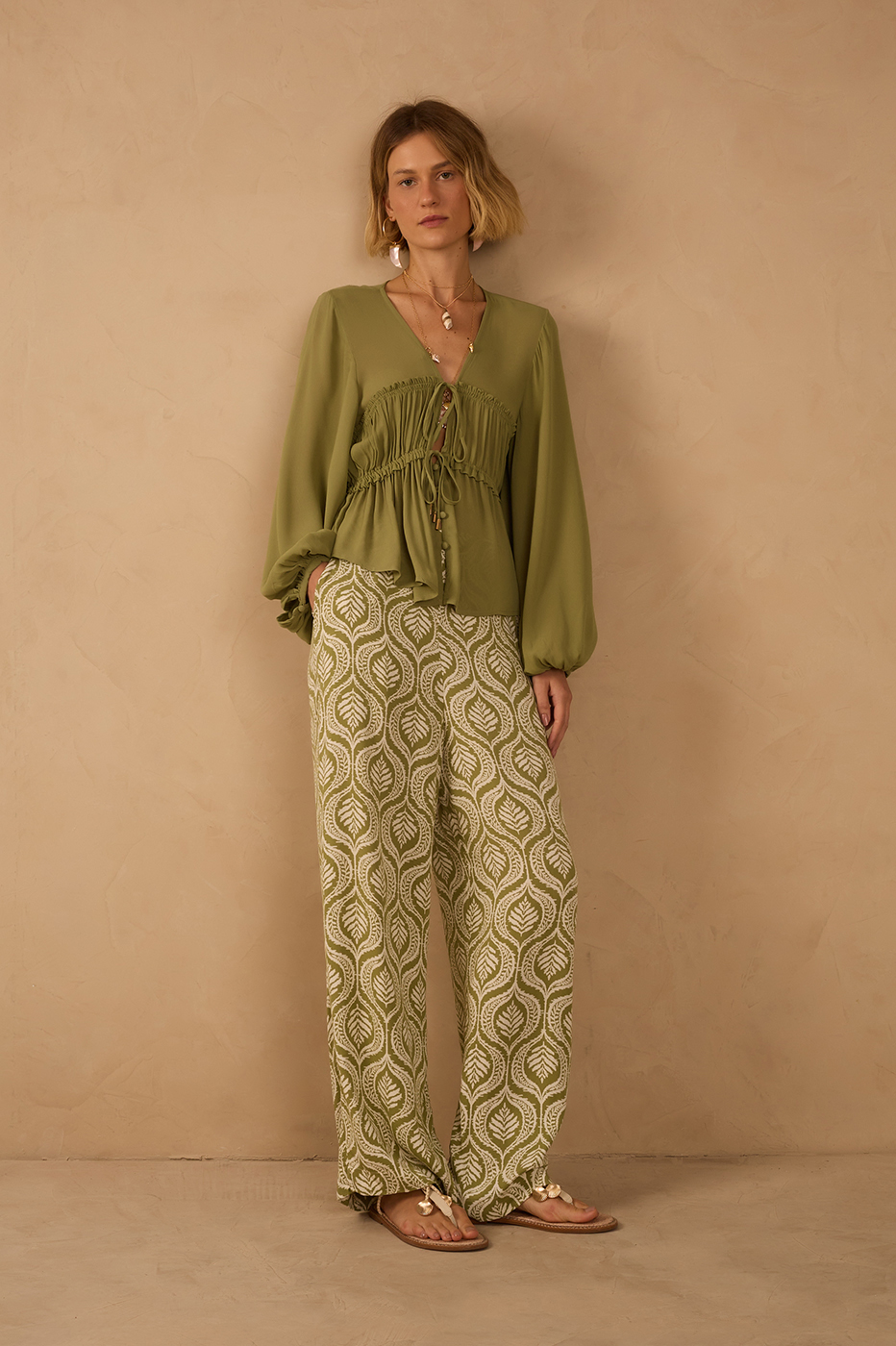 Crepe Jardim Print Pants_1