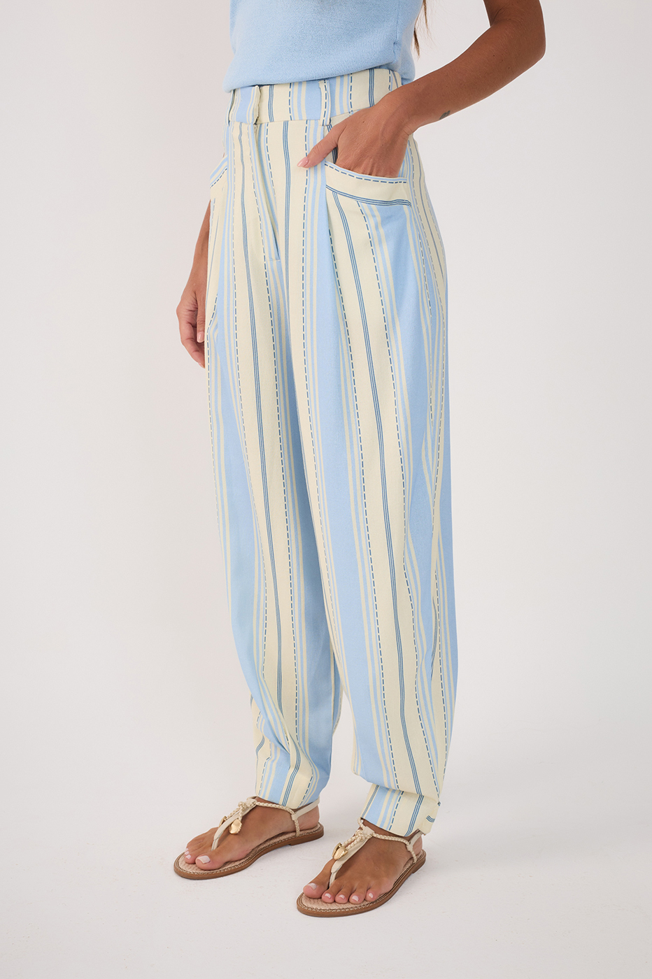 Linen Descanso Azul Print Pants_3