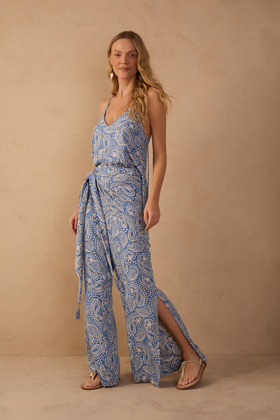 Crepe Scarf Céu Sereno Print Pants