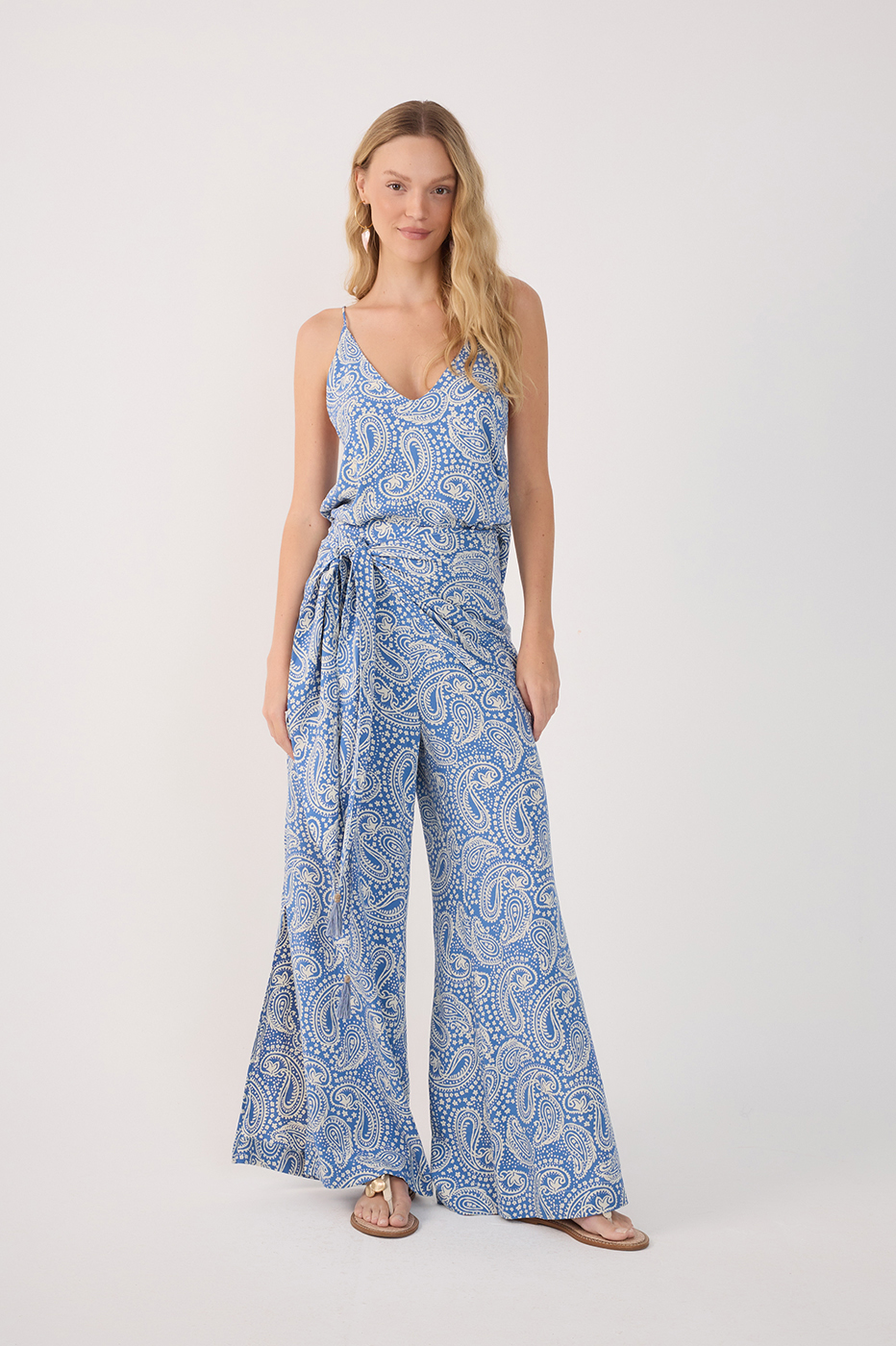 Crepe Scarf Céu Sereno Print Pants_2