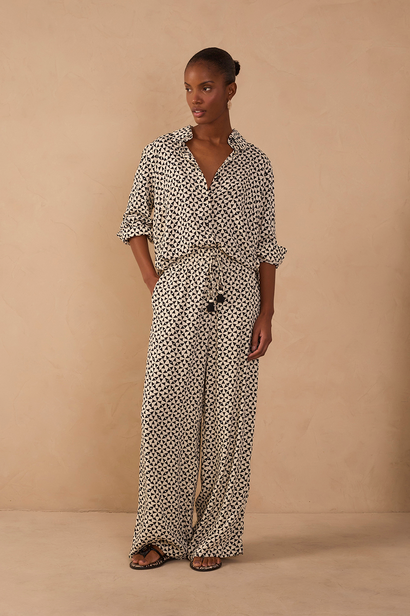 Off-White Vento Drawstring Pockets Wide-Leg Crepe Pants_1