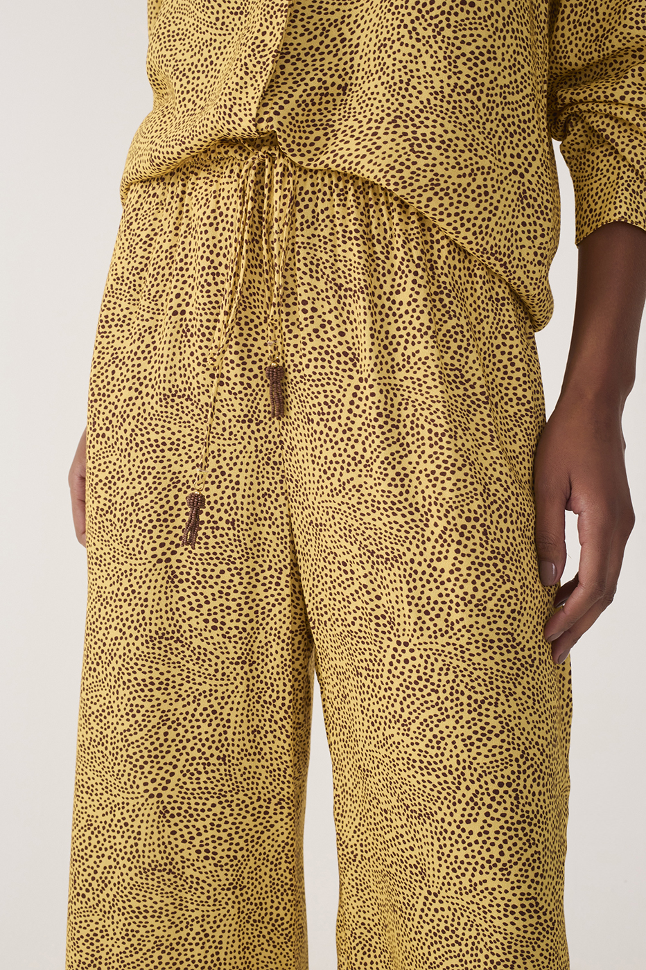 Yellow Gotas Drawstring Wide-Leg Pants_5