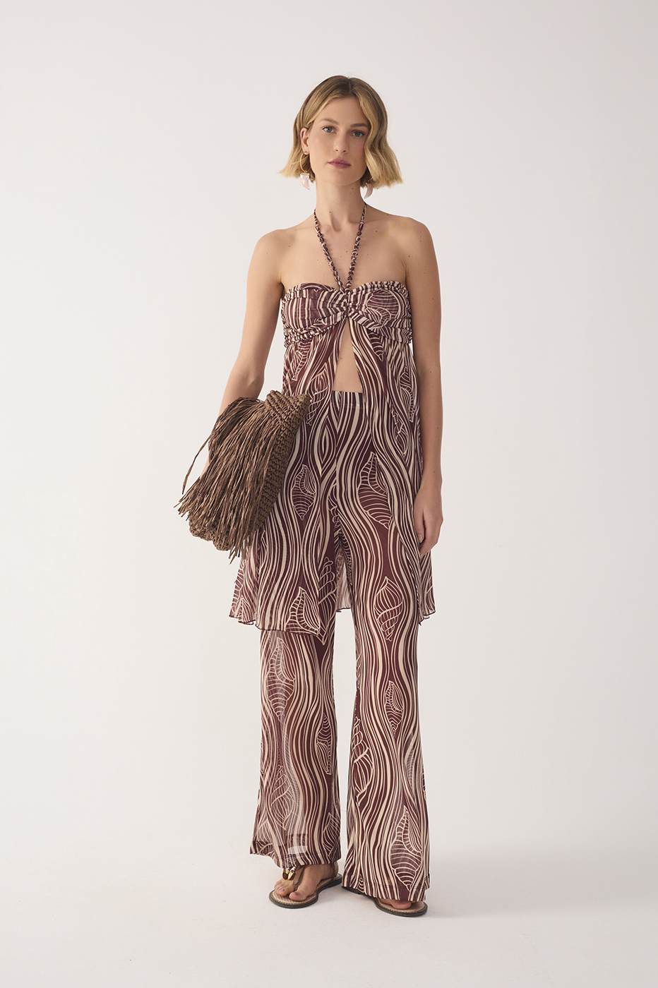 Brown Som do Mar Flared Mesh Pants_2