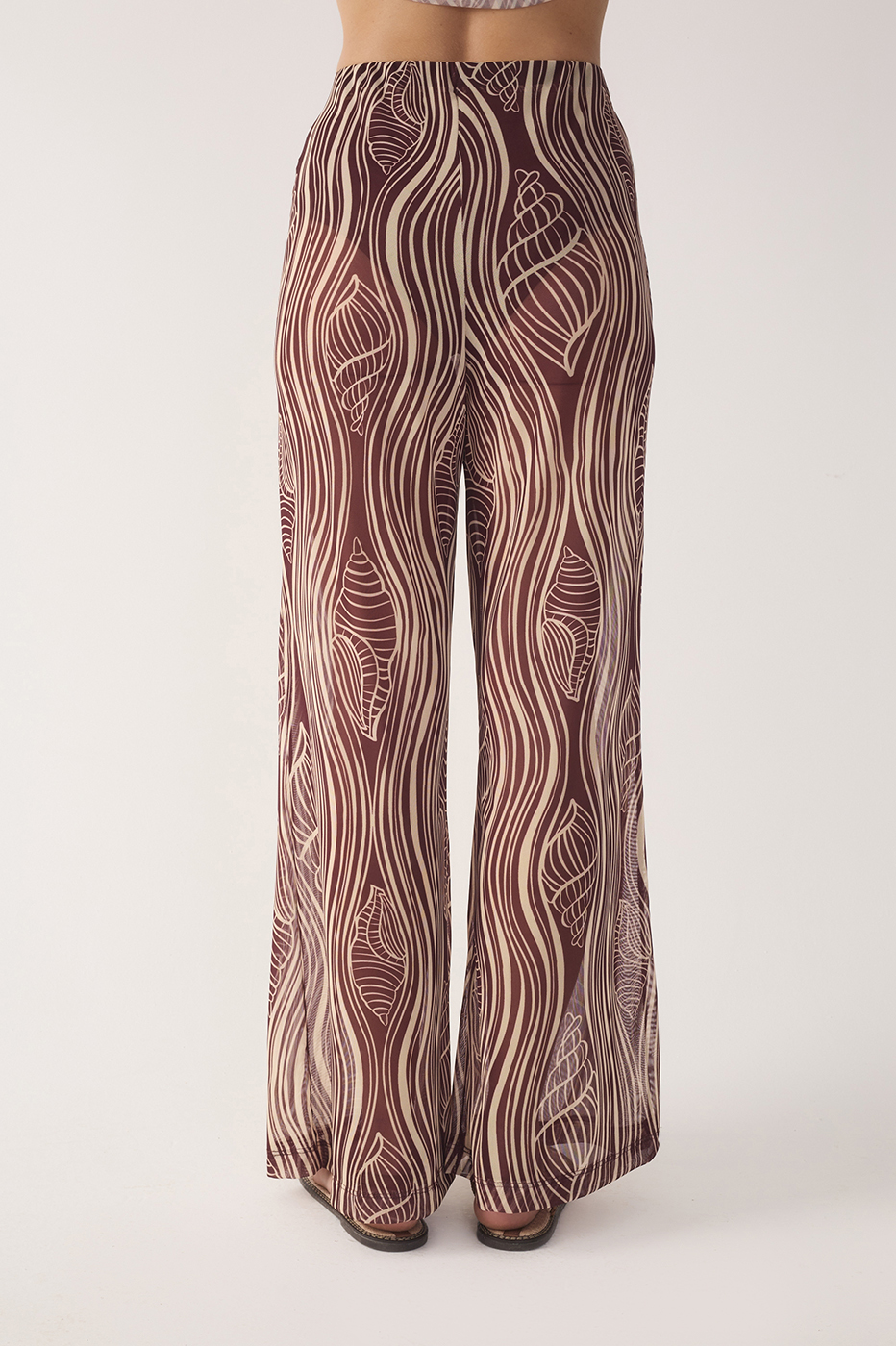 Brown Som do Mar Flared Mesh Pants_5