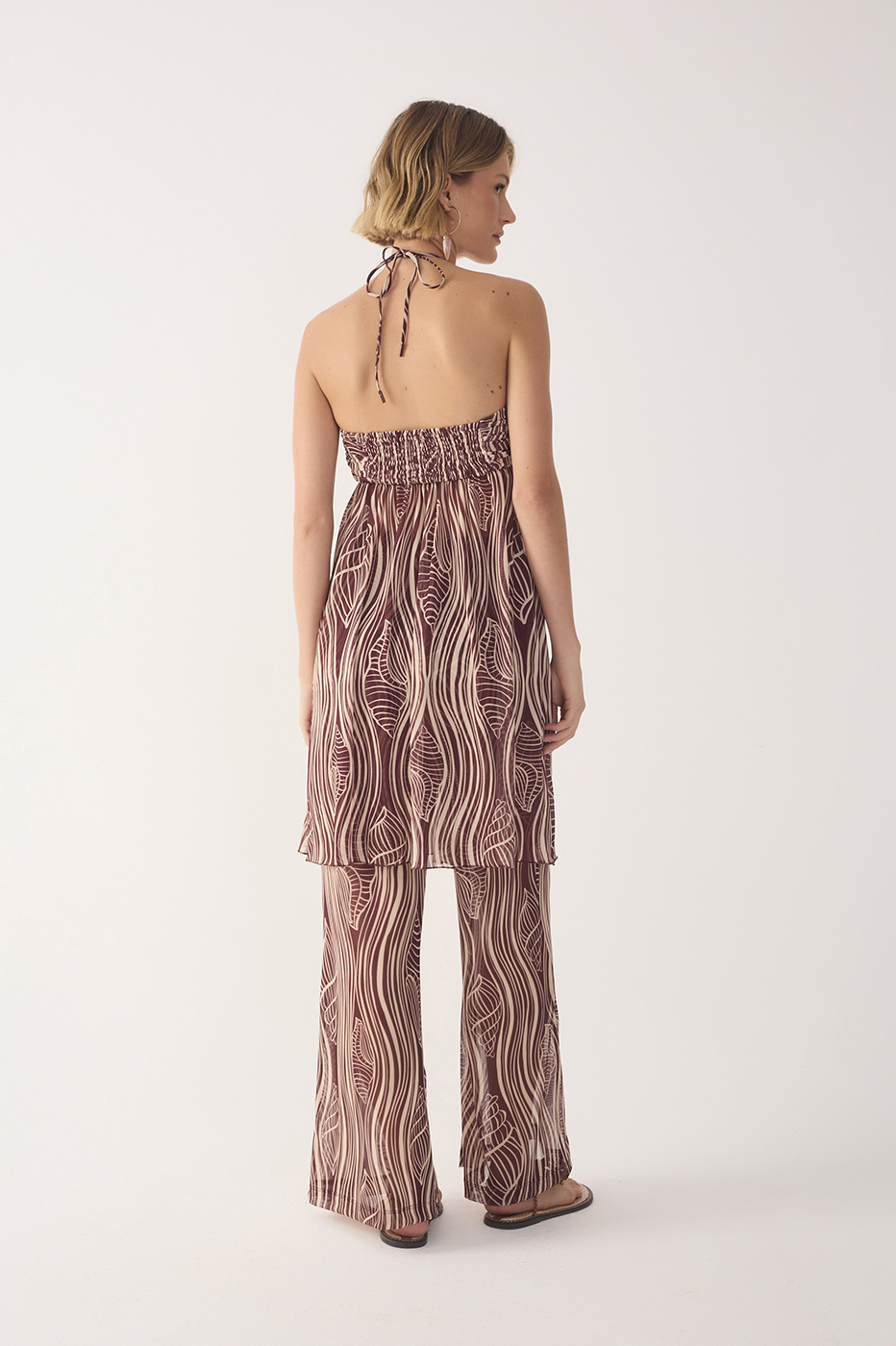 Brown Som do Mar Flared Mesh Pants_7