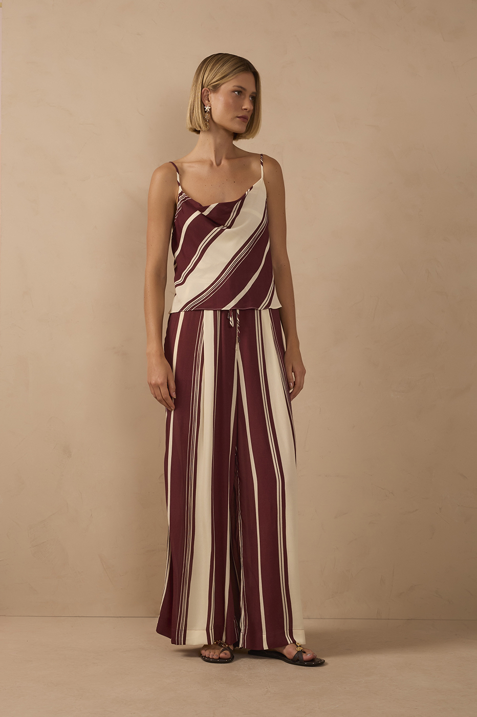 Off White Stripes Solene Wide-leg Viscose Pants_1