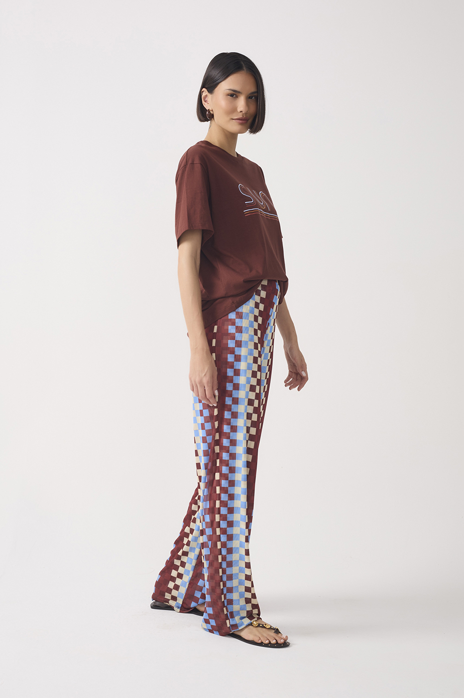Multicolor Straight-Leg Mesh Pants_4