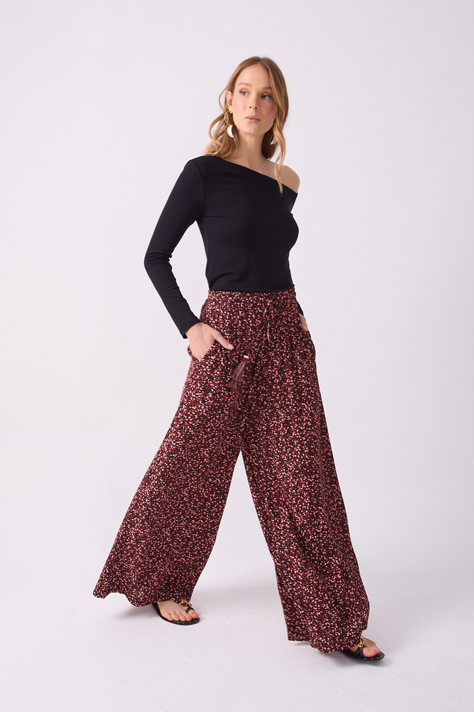 Brown Ceu Drawstring Pockets Wide-leg Pants_2