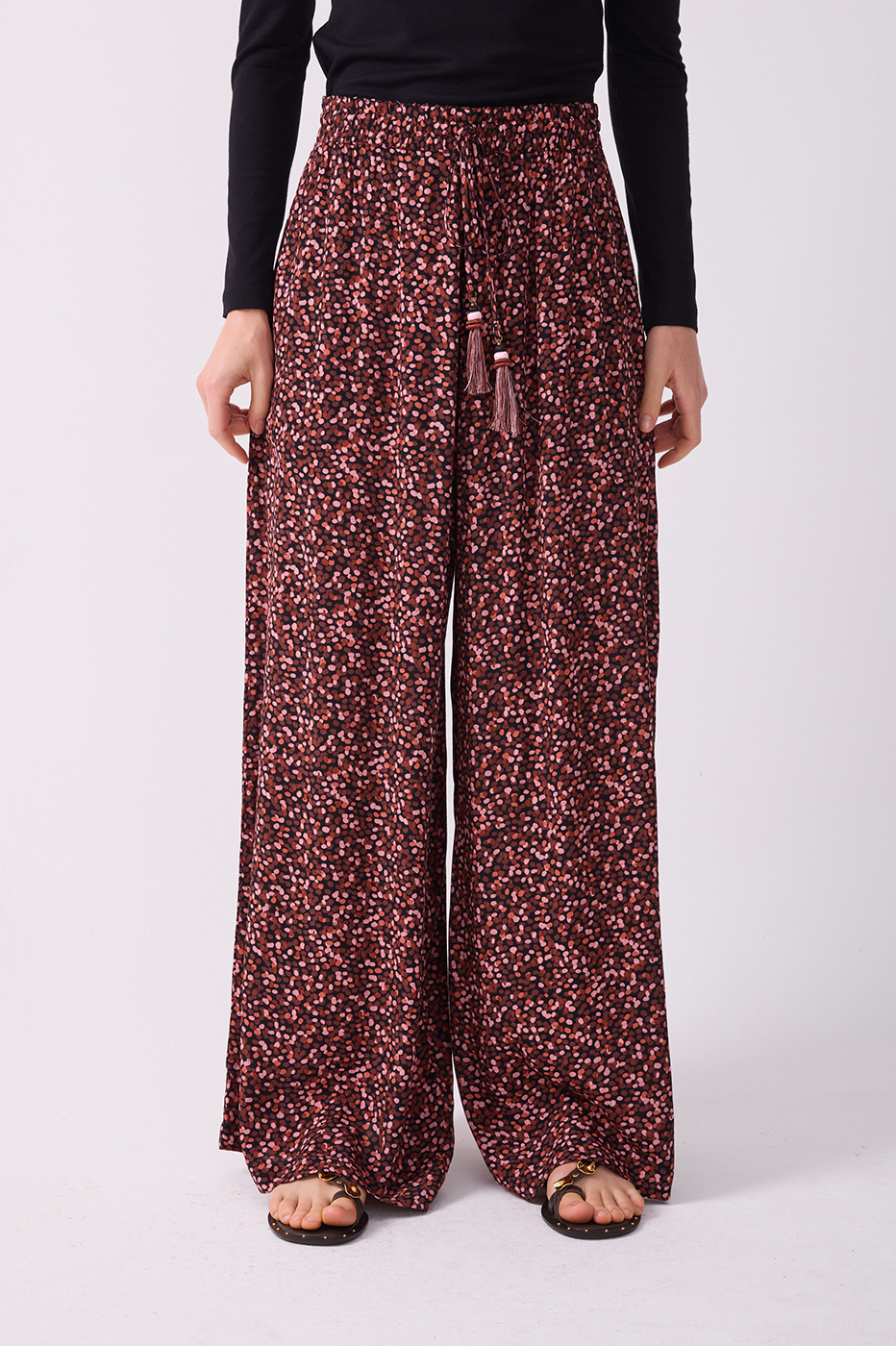 Brown Ceu Drawstring Pockets Wide-leg Pants_4