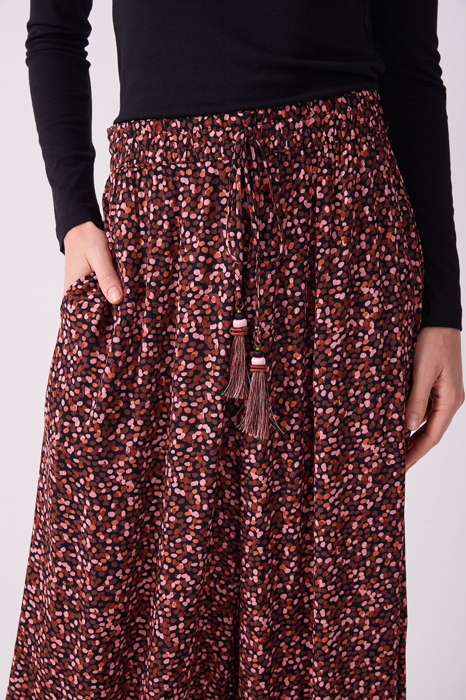 Brown Ceu Drawstring Pockets Wide-leg Pants_5