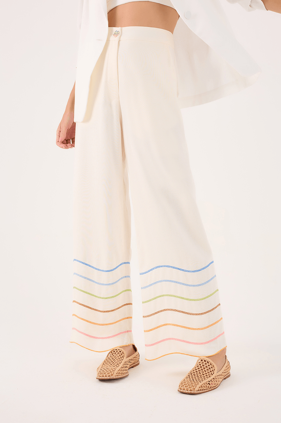 Linen Pant With Colorful Wave Embroidery_2