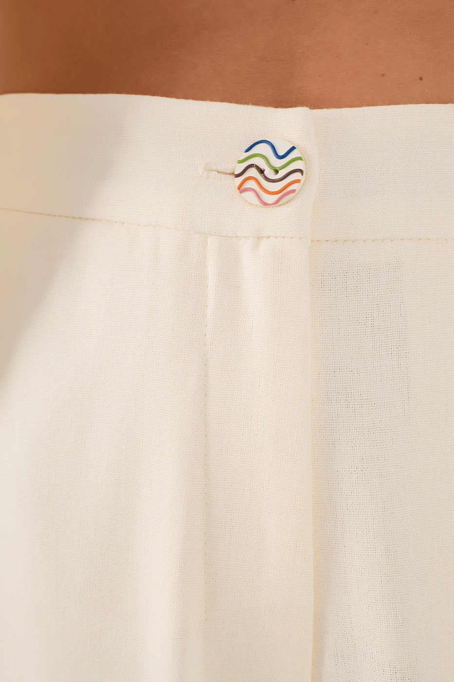 Linen Pant With Colorful Wave Embroidery