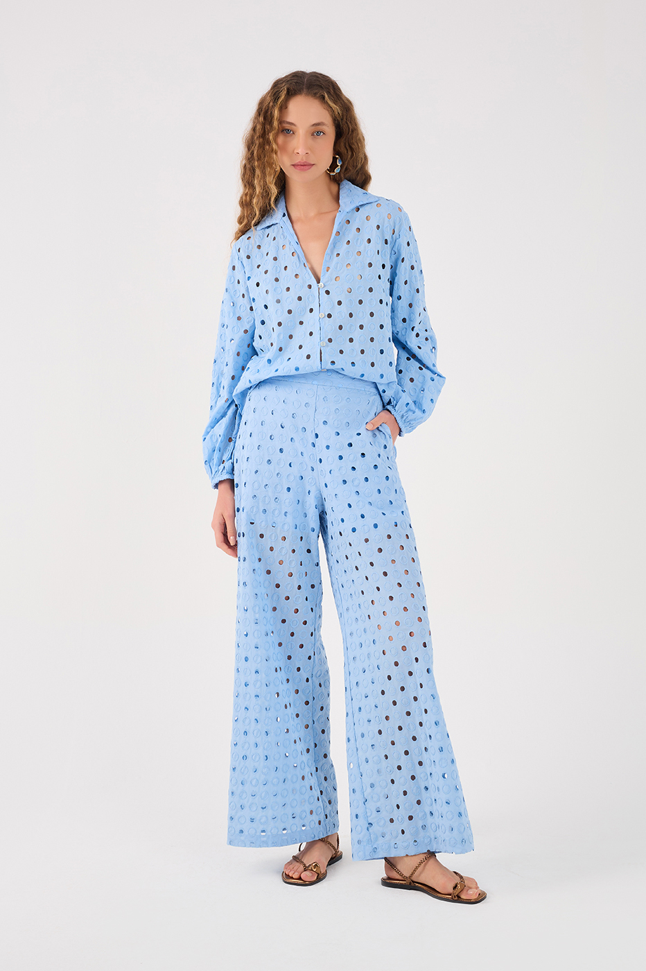 Eyelet Wide Leg Pants_2