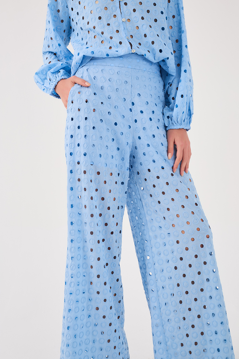 Eyelet Wide Leg Pants_3