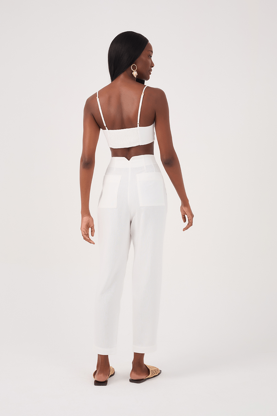 Off white Linen Pleated Pants