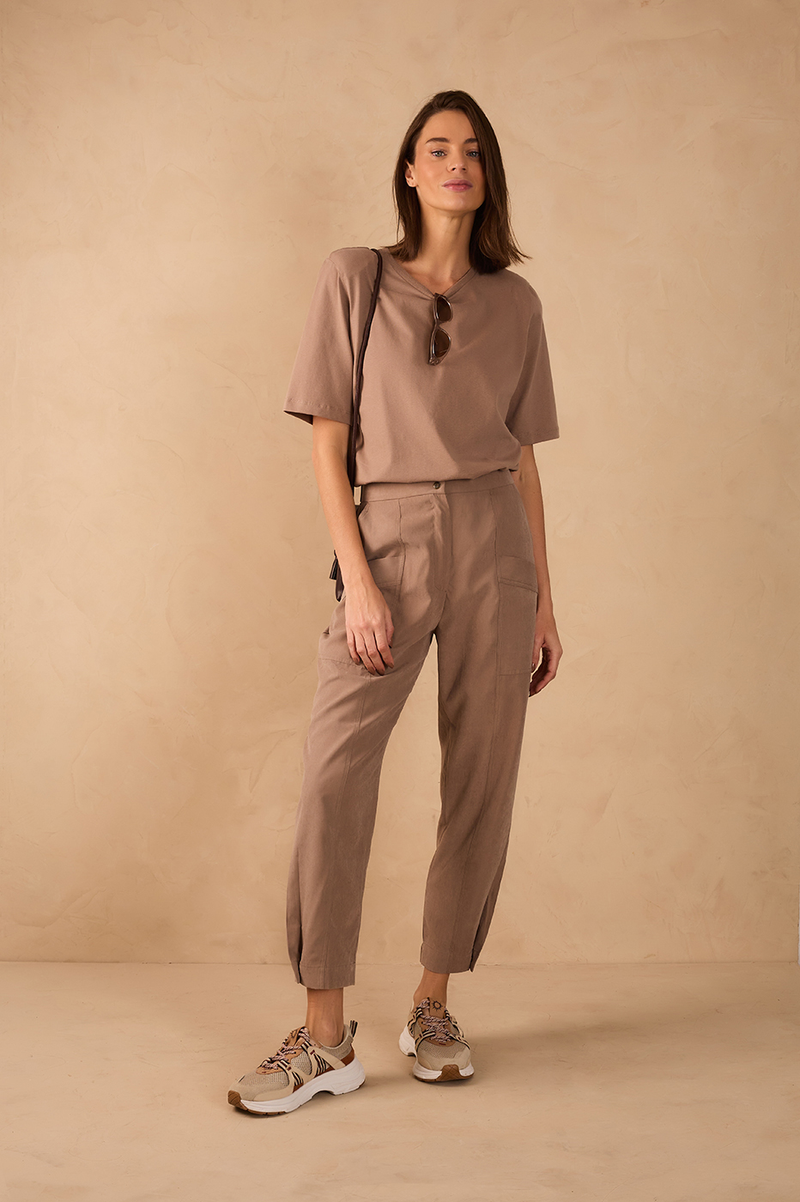 Gray Mirante Elastic Waitband Front Pockets Pants_1