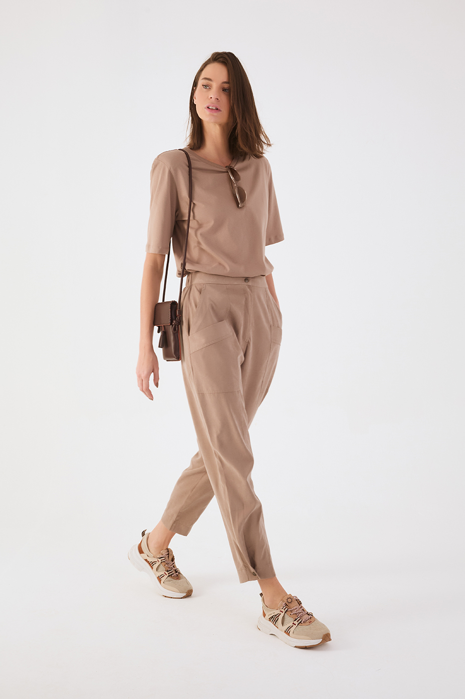 Gray Mirante Elastic Waitband Front Pockets Pants