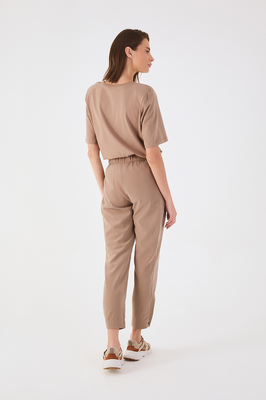 Gray Mirante Elastic Waitband Front Pockets Pants