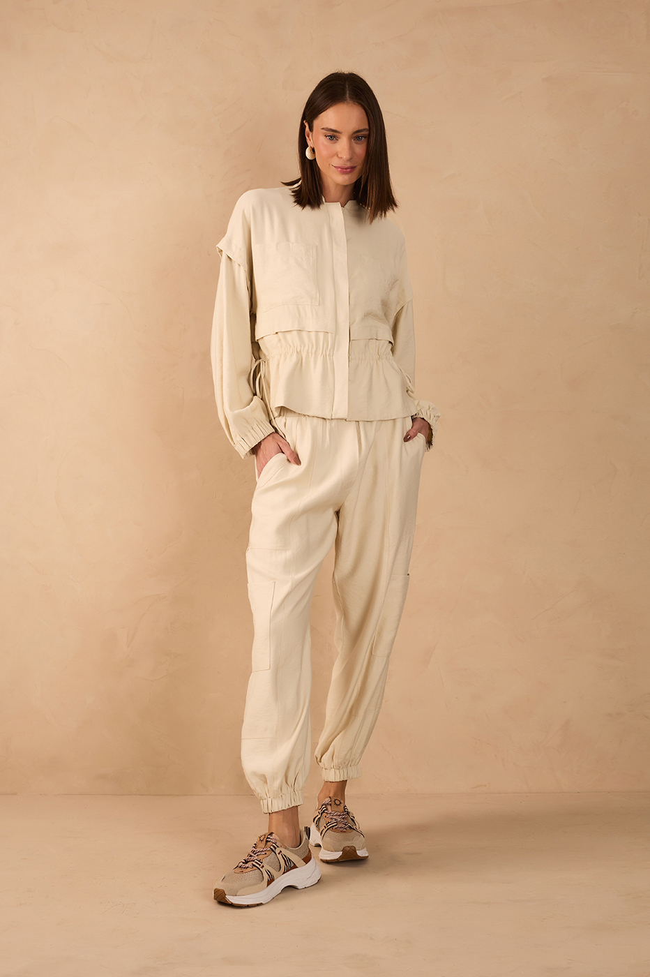 Off-White Elastic Waist Cuffs Pockets Pants