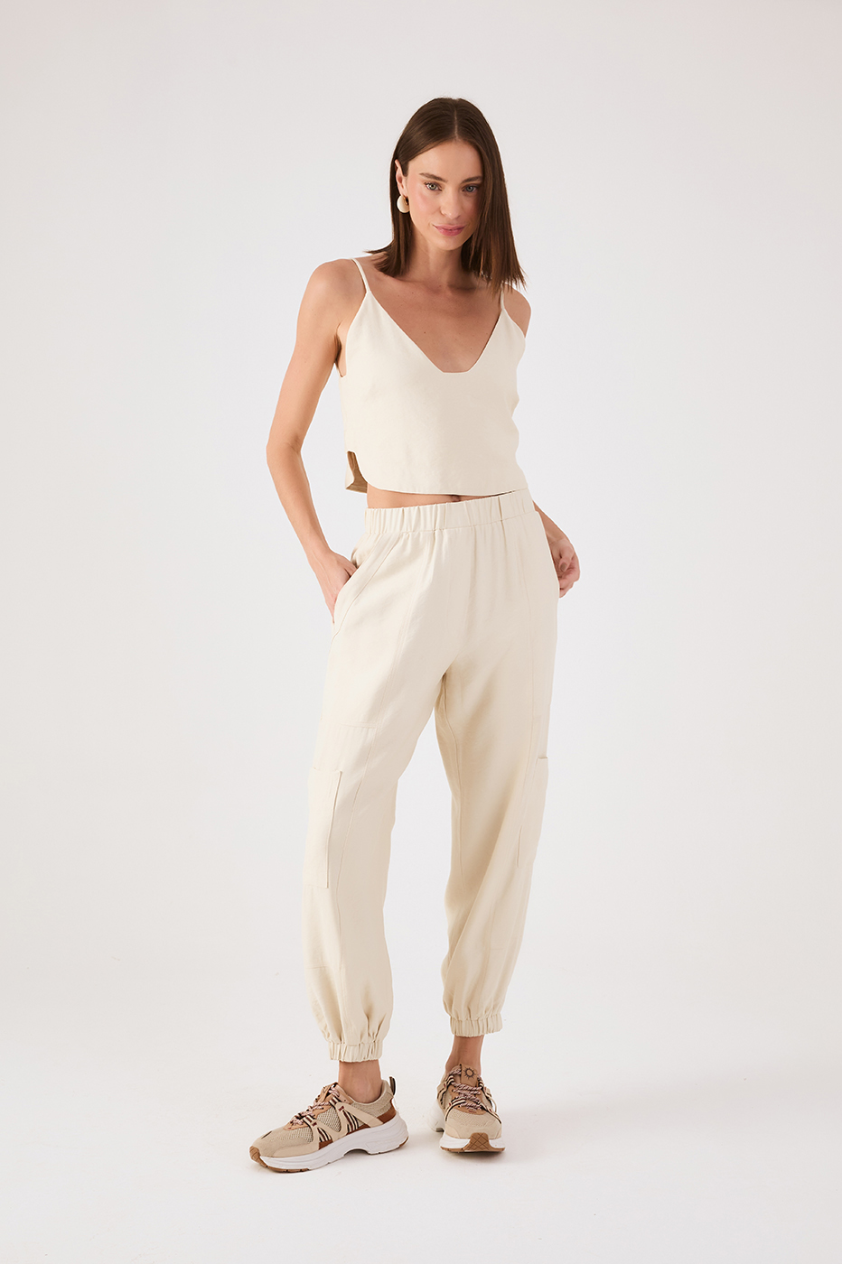 Off-White Elastic Waist Cuffs Pockets Pants