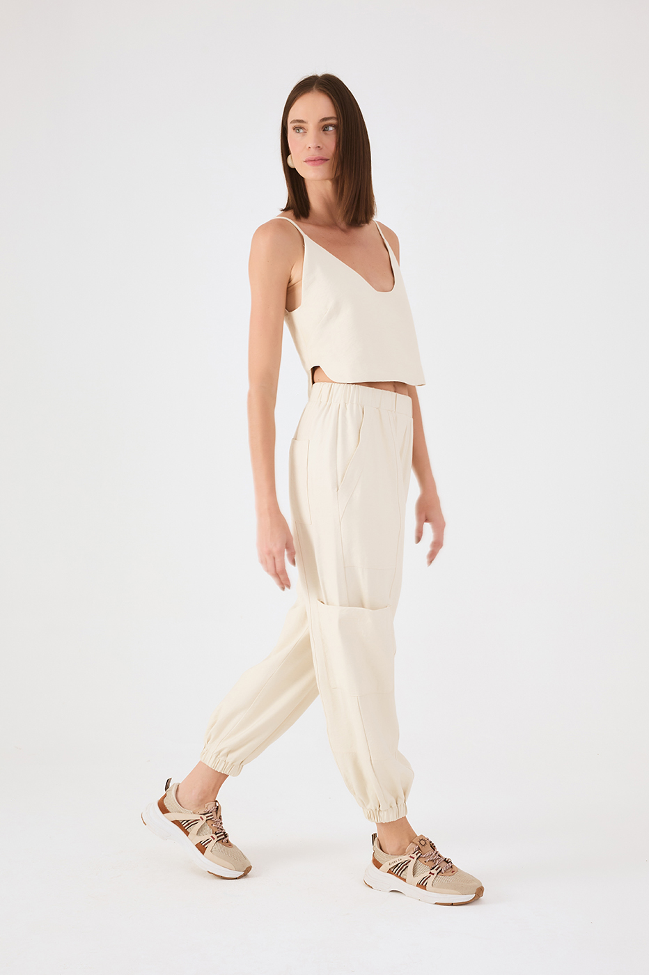 Off-White Elastic Waist Cuffs Pockets Pants