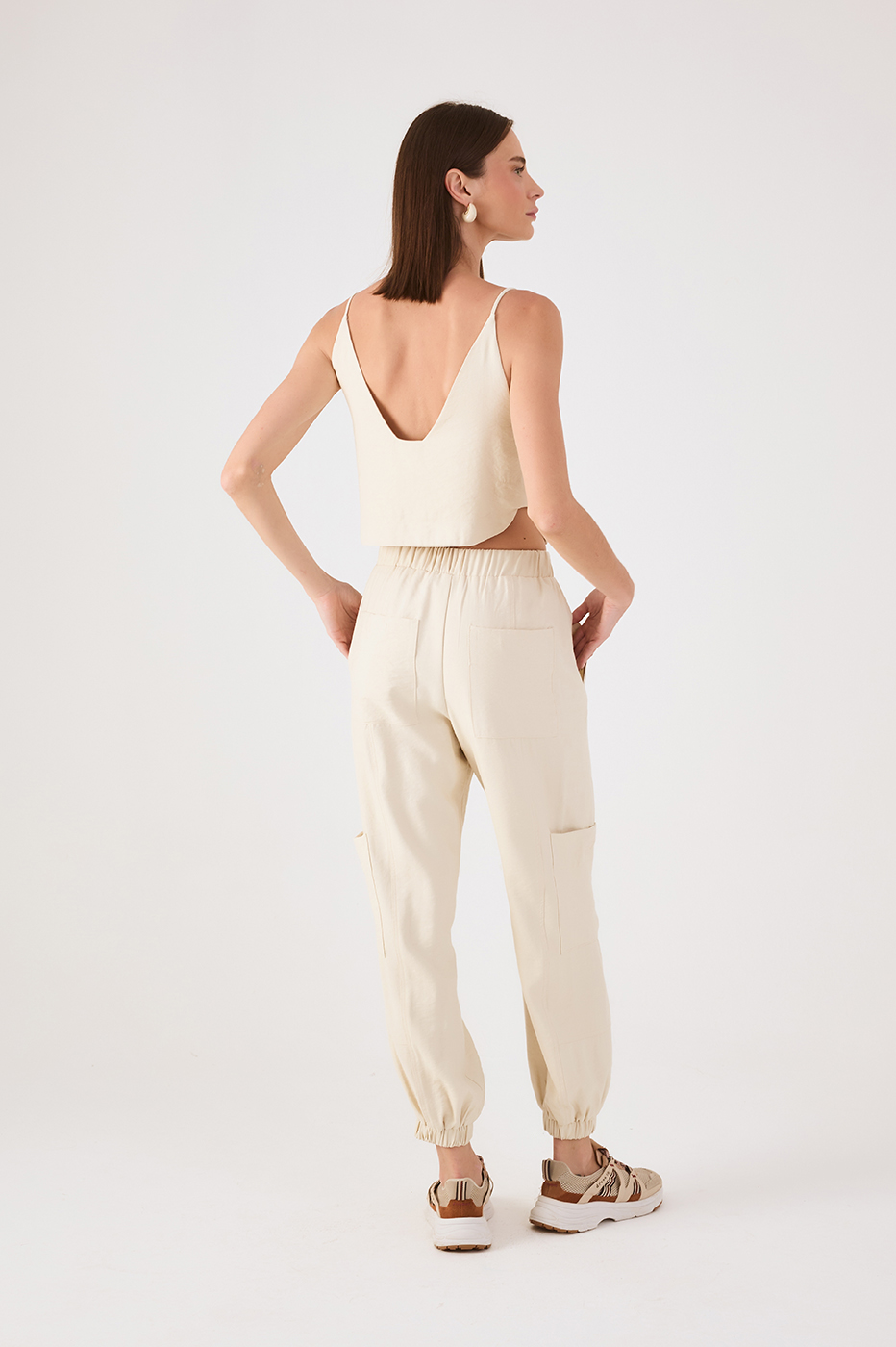 Off-White Elastic Waist Cuffs Pockets Pants