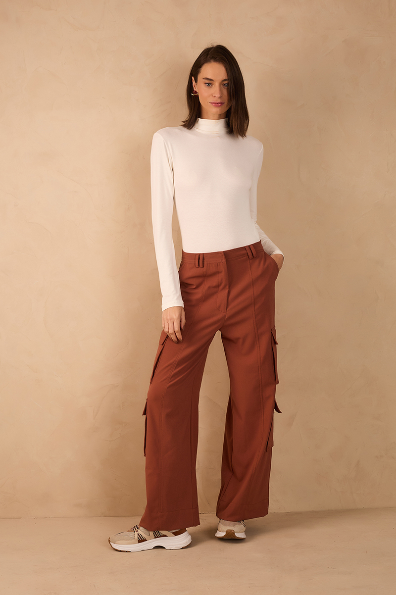 Brown Mate Belt Loops Pockets Cargo Pants_1