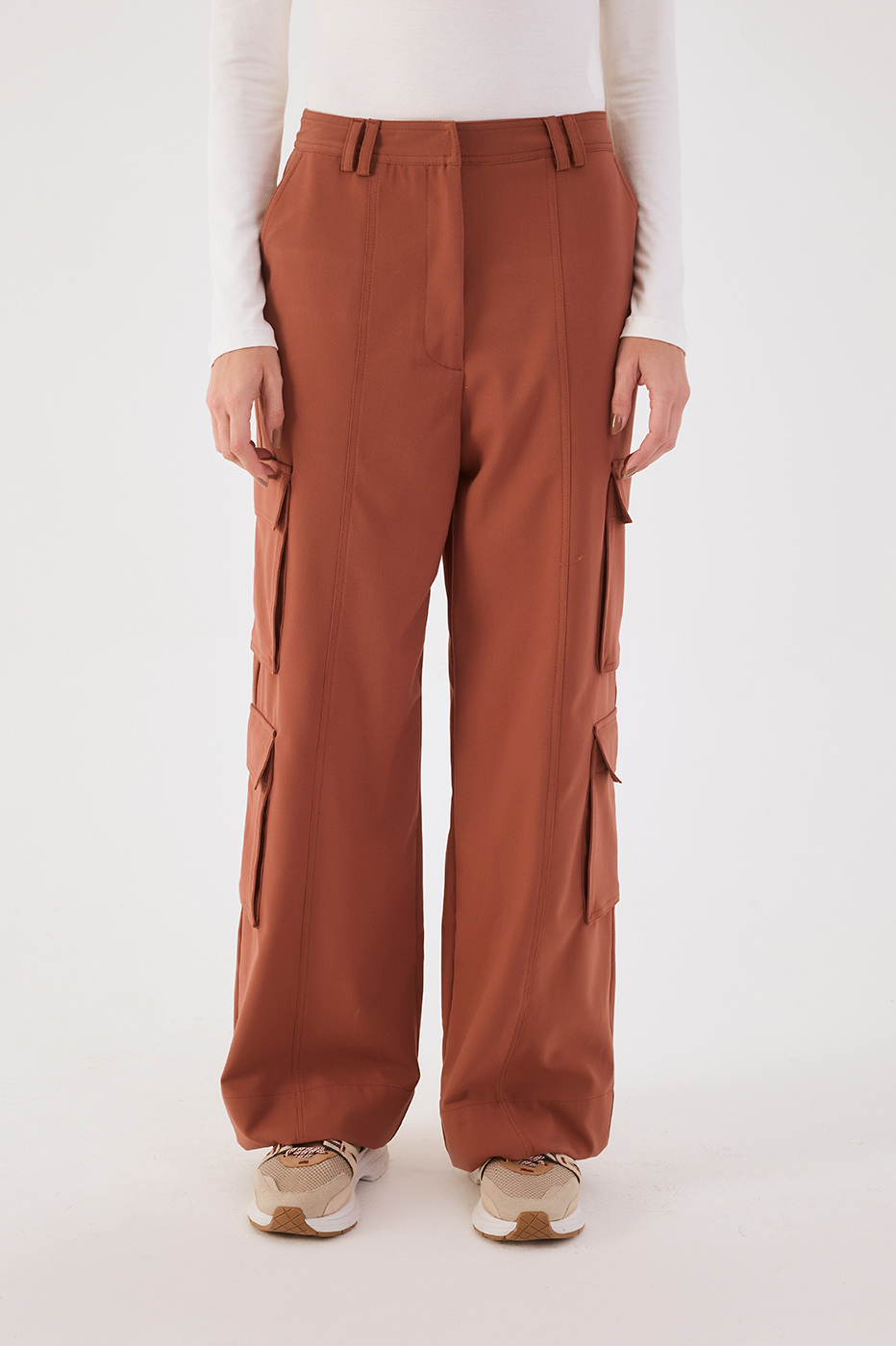 Brown Mate Belt Loops Pockets Cargo Pants