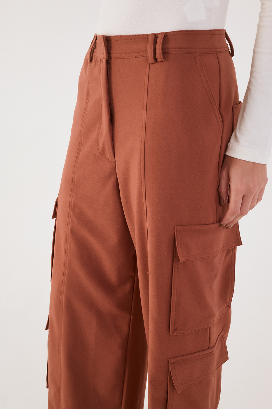Brown Mate Belt Loops Pockets Cargo Pants