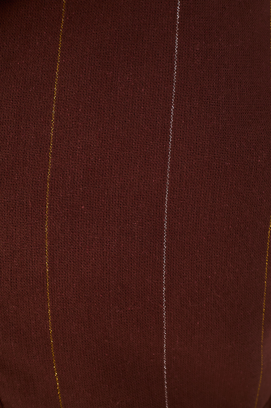 Brown Lurex Buckle Pockets Linen Pants