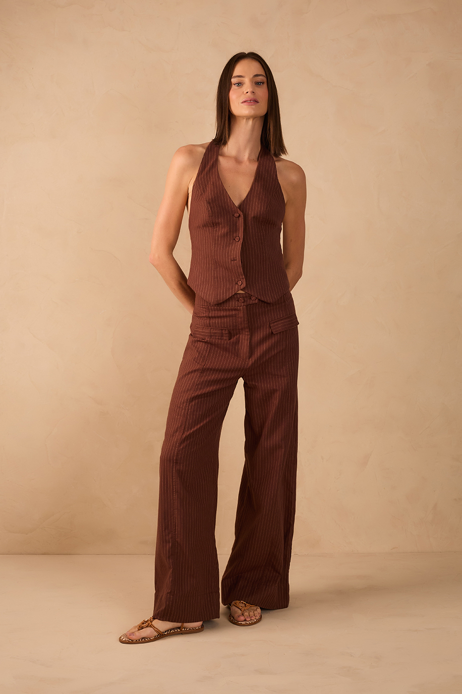 Brown Pinstripe Pants