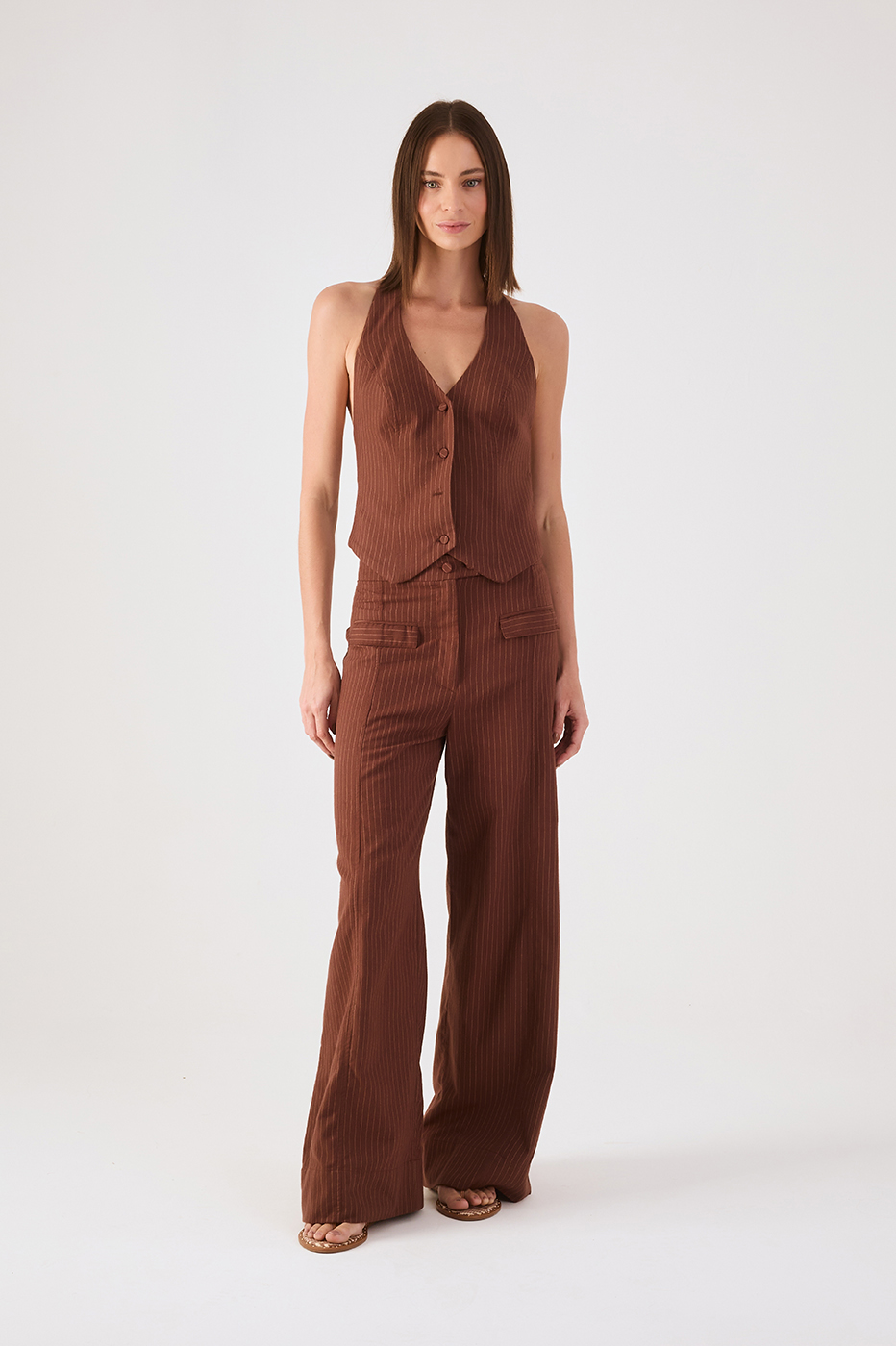 Brown Pinstripe Pants