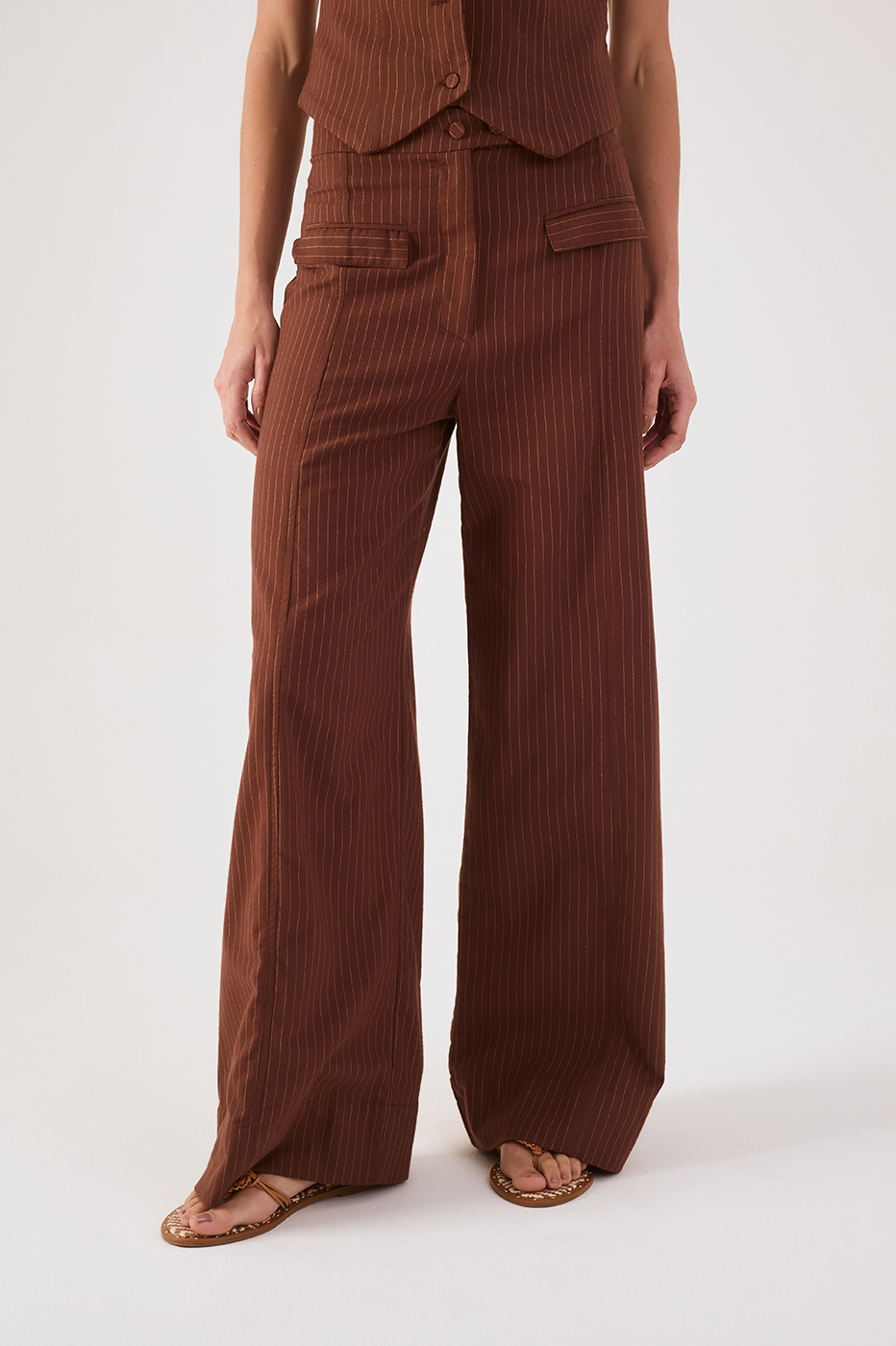 Brown Pinstripe Pants