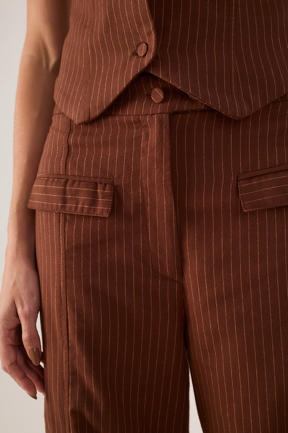 Brown Pinstripe Pants