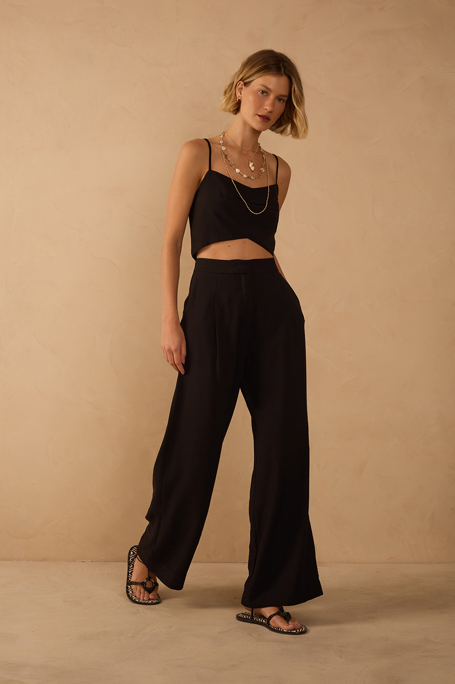 Pleated Lapel Pocket Pants_1