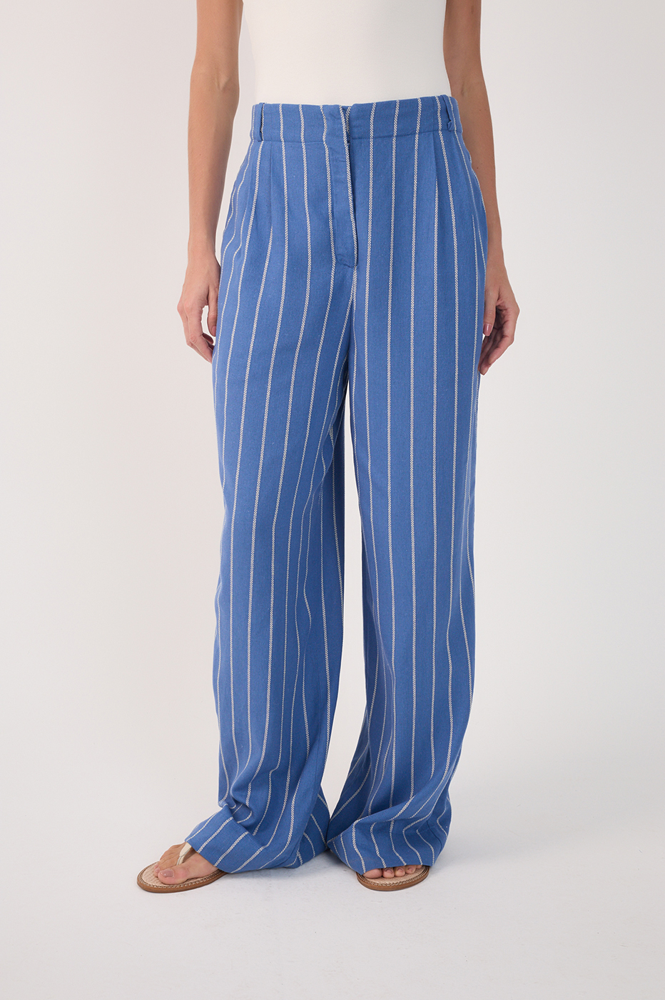 Striped Linen Pleated Pants_4
