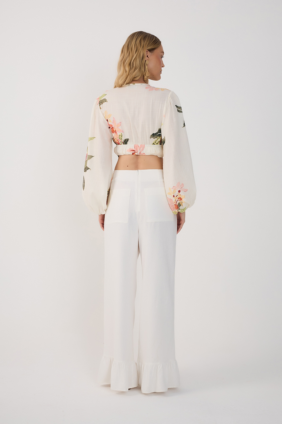 Straight Linen Ruffle Hem Pants_6