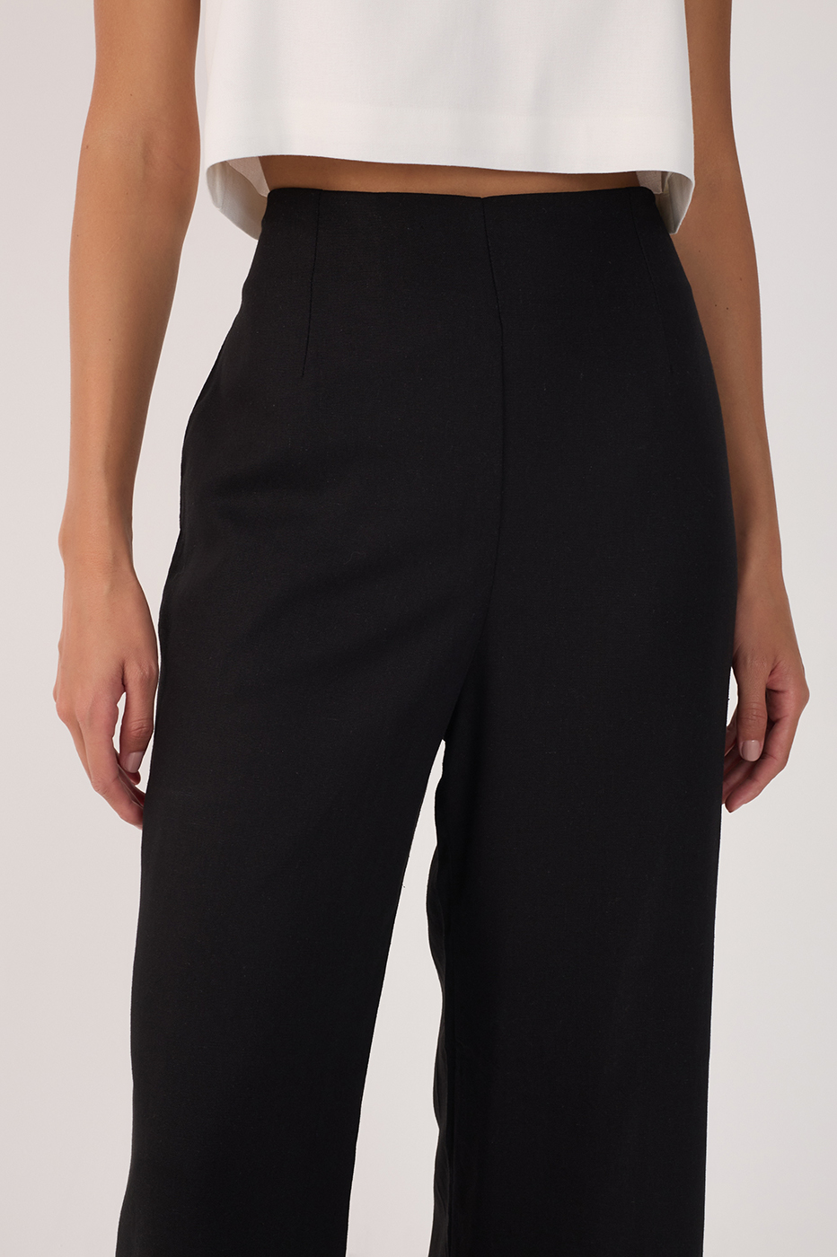 Straight Linen Ruffle Hem Pants_5