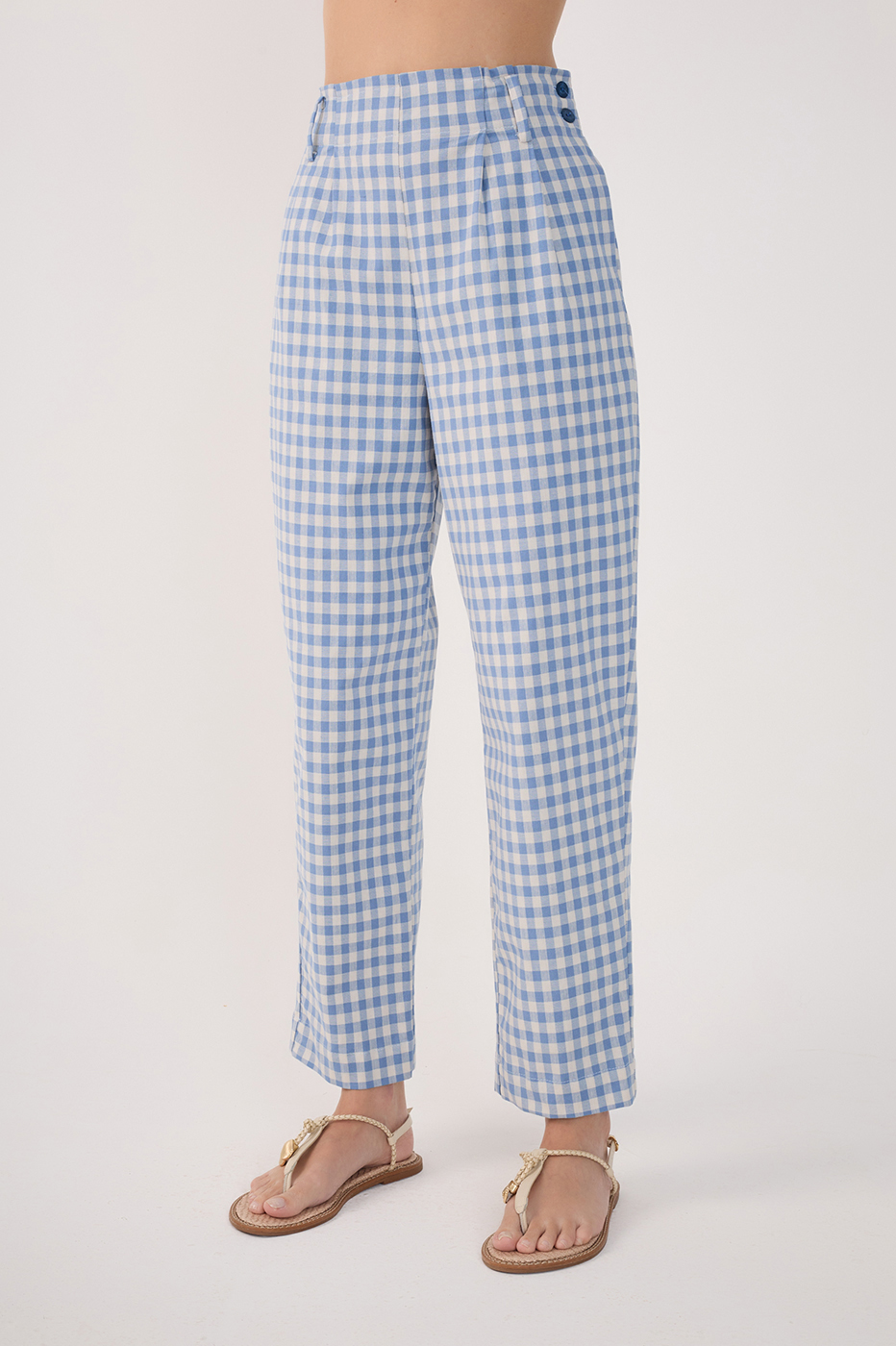 Carrot Fit Cotton Elastane Vichy Pants_3