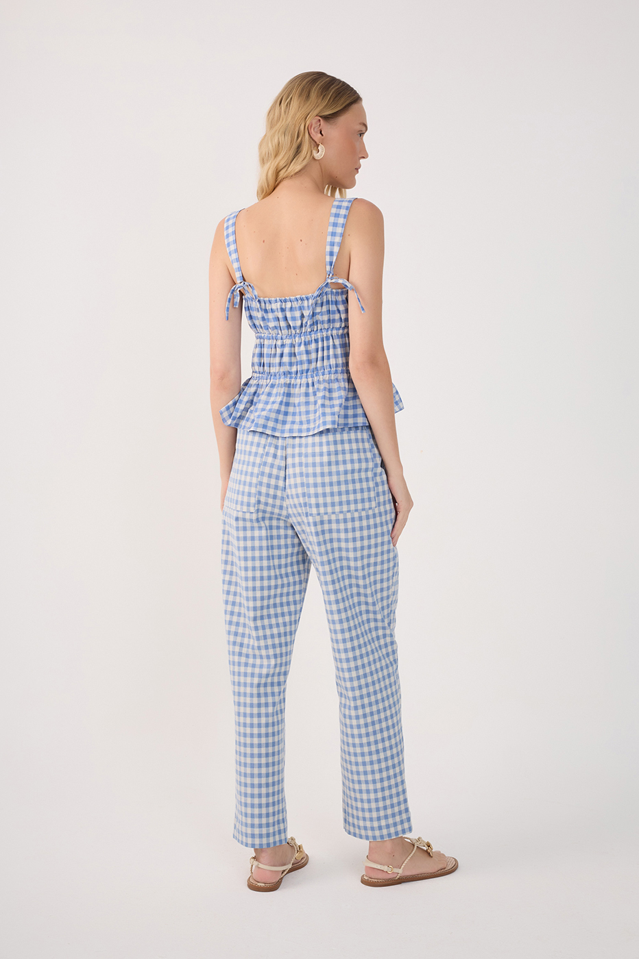 Carrot Fit Cotton Elastane Vichy Pants_5