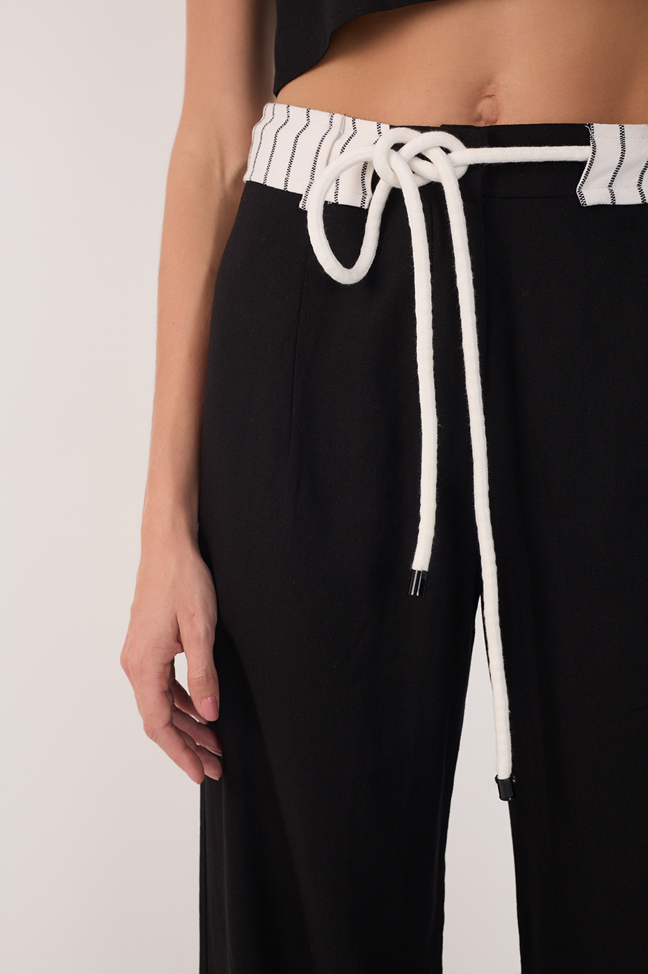 Linen Striped Waistband Pants_4