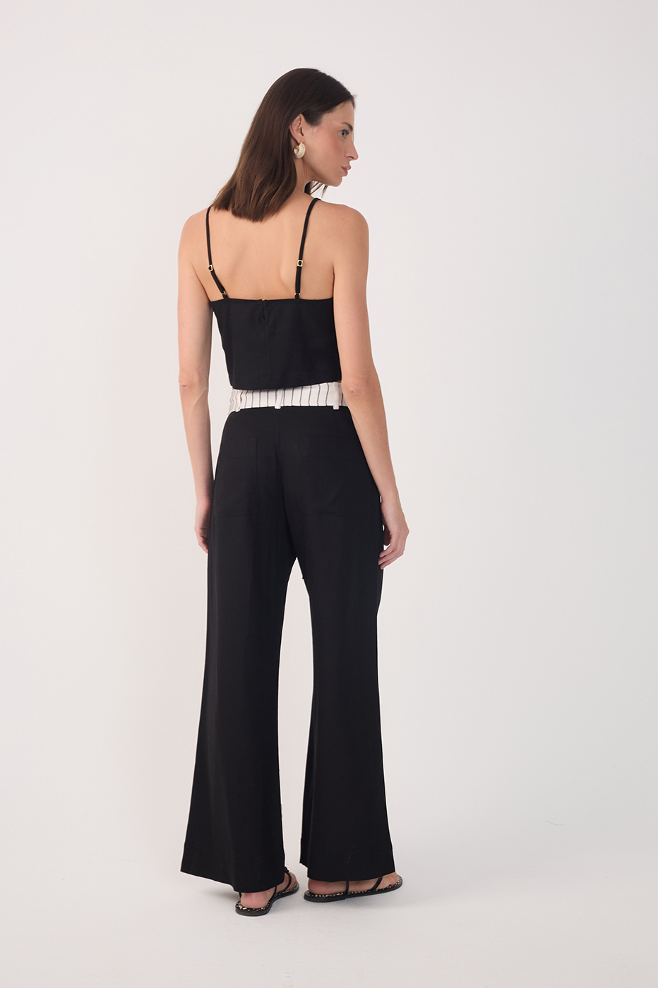 Linen Striped Waistband Pants_5