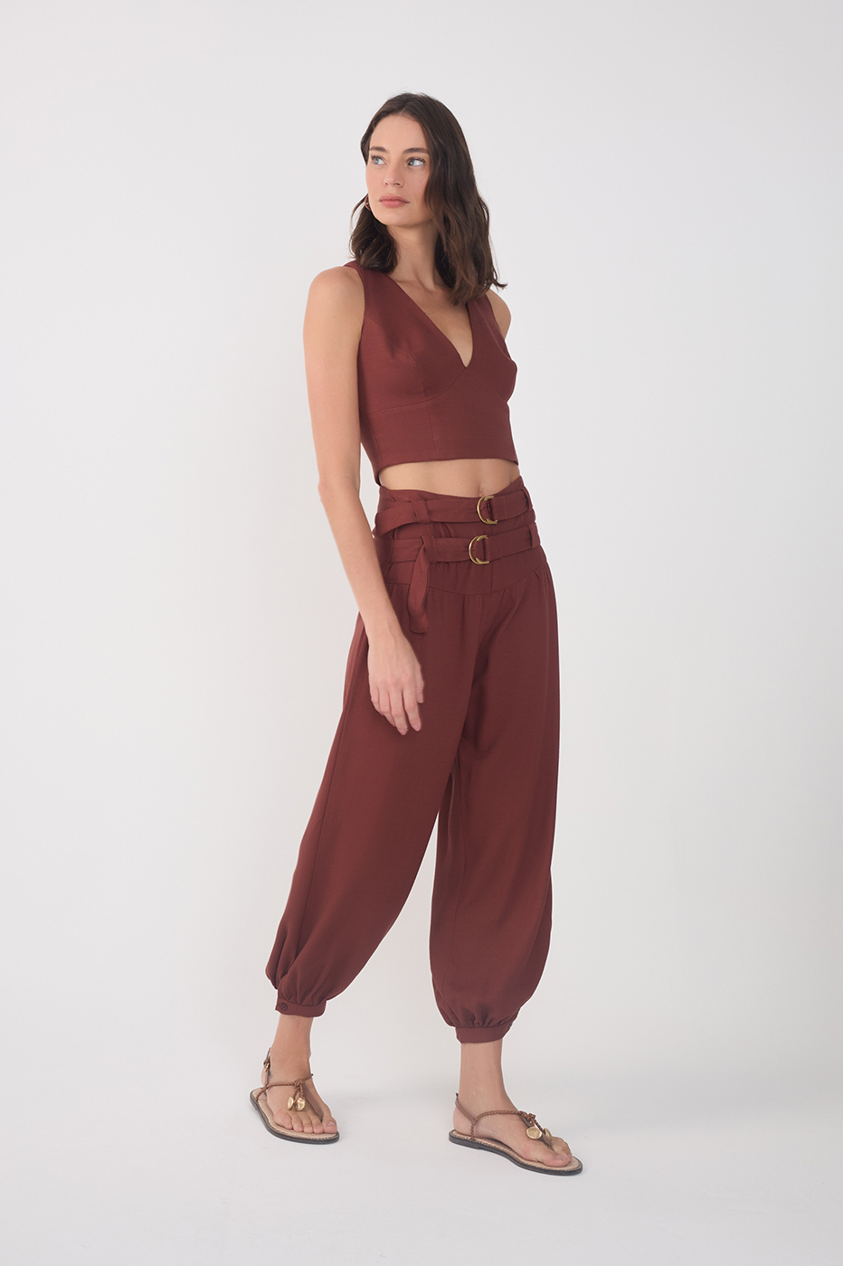 Wide Yoke Buckles Pants