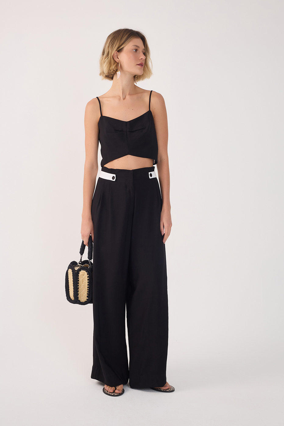 Cotton Cut-Out Waistband Pants_2