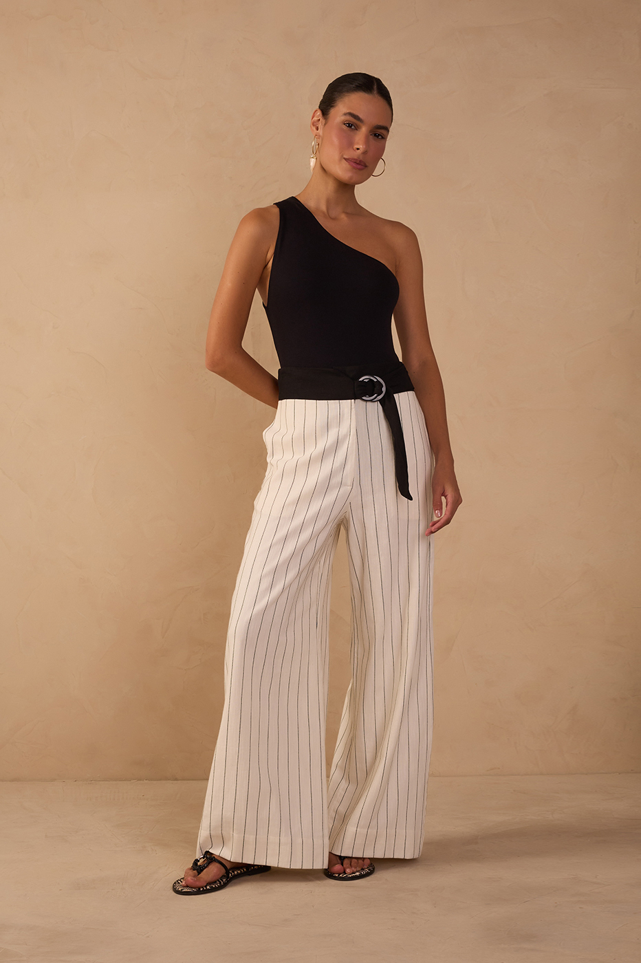 Striped Linen Waistband Pants