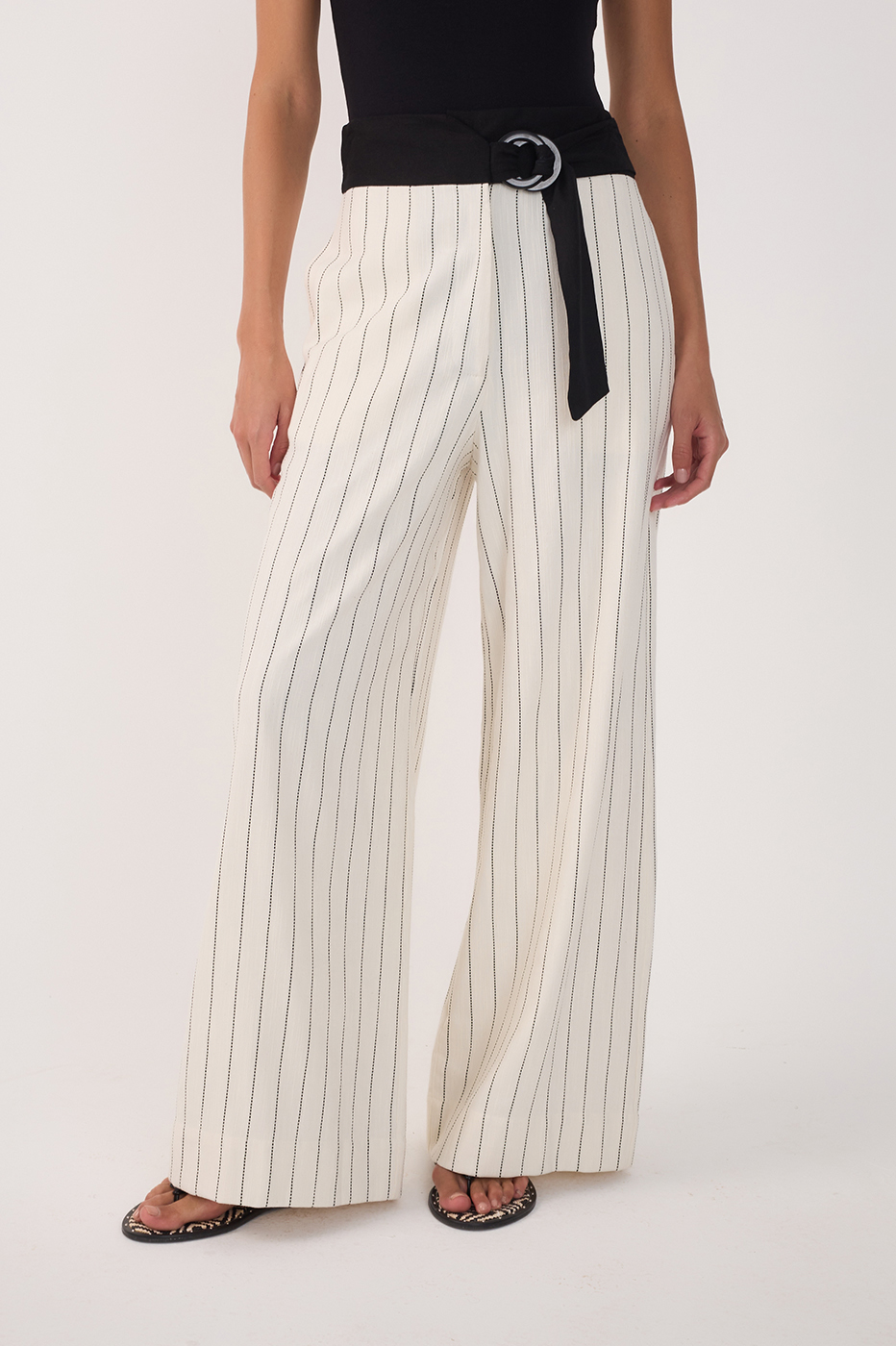 Striped Linen Waistband Pants
