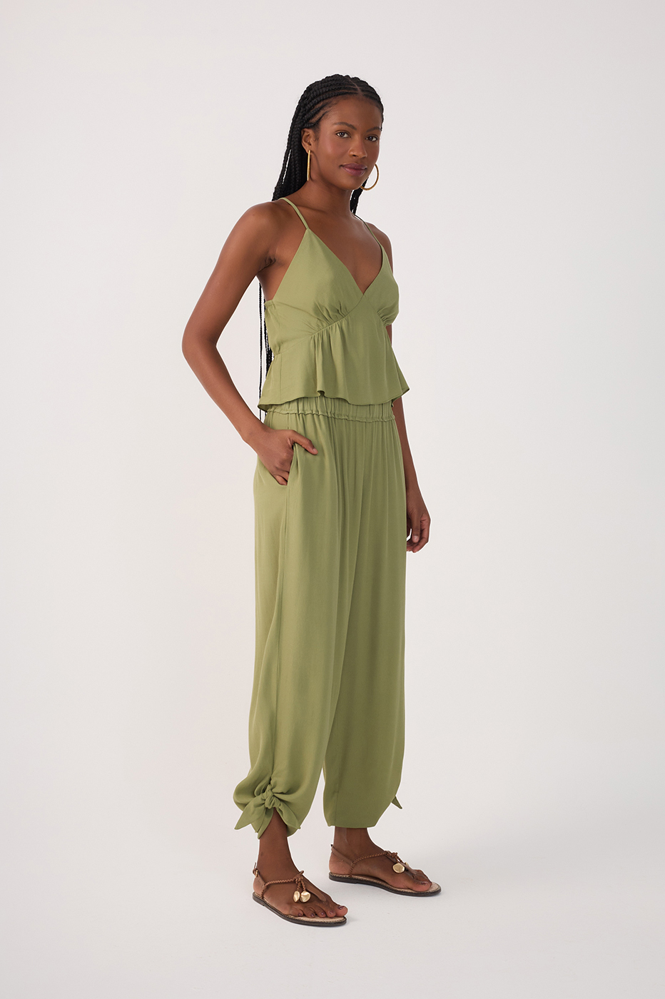 Crepe Knotted Hem Pants_3