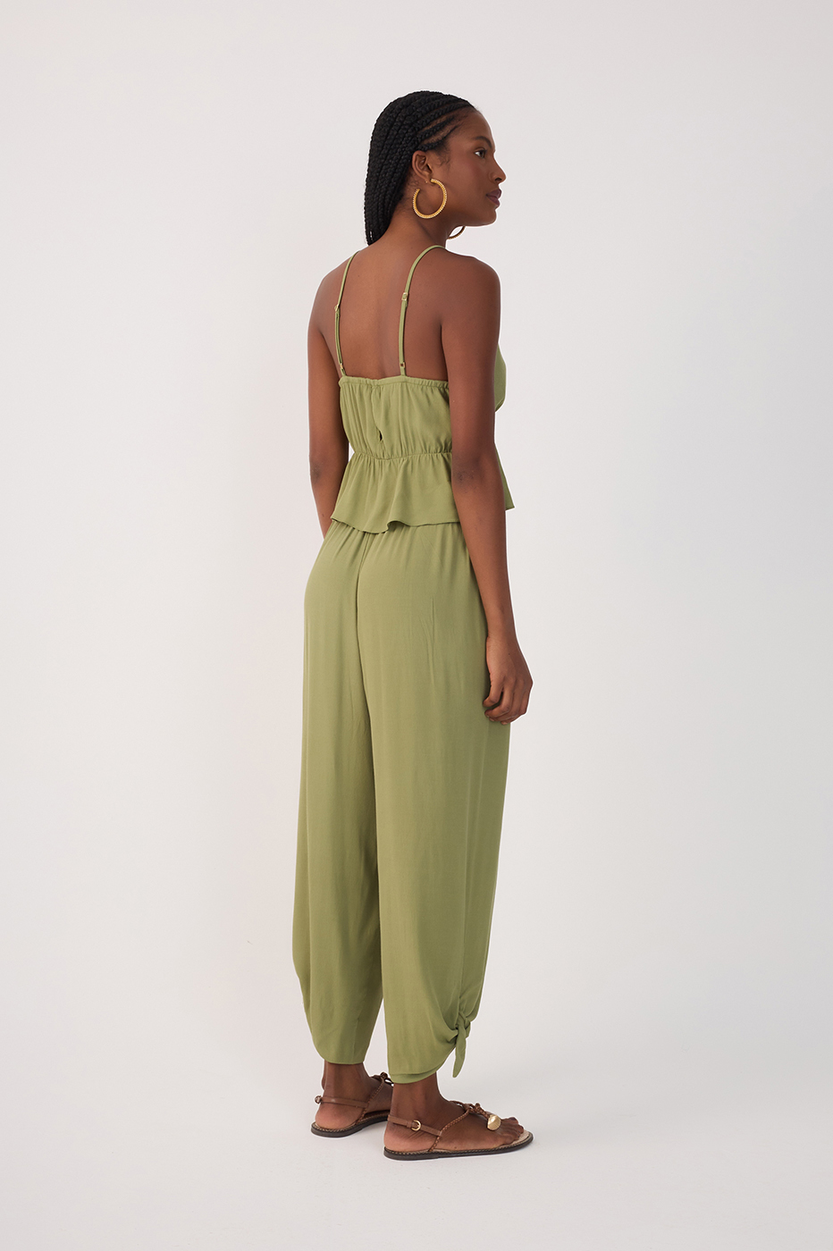 Crepe Knotted Hem Pants